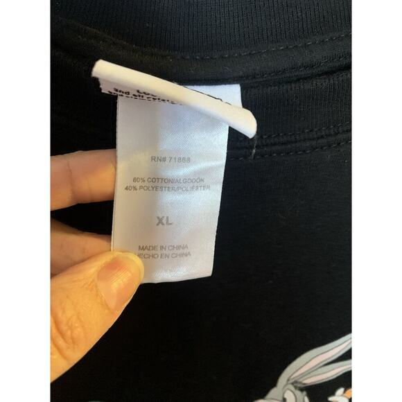 Women Looney Tunes Black Top Bugs Bunny Doing Fine Keep Going Positive Art XL - Picture 5 of 5